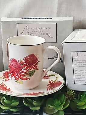 Australian State Flowers Red Waratah Mug and Saucer